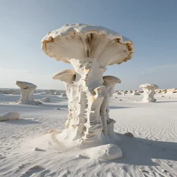 white desert landscape photo of a mushroom rock formation shaped like a spine!!!!! vertebrae!!!!!!!!