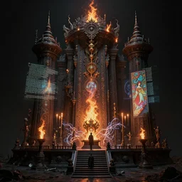 highly detailed surreal vfx eldritch avante garde portrait of a 3 d dark temple, 🔥, 🪄, projections, arcane ritual, script, entangled vibrating, ⚡, ornate, hyperrealistic, octane render, chiaroscuro, inspired by james jean, android jones, gerard brom, denis villeneuve, johannen voss, alphonse mucha, frostbite 3 engine