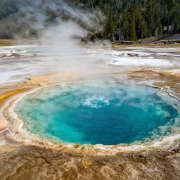 medium shot of grand prismatic springs