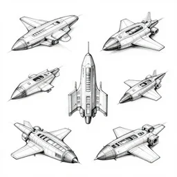 clean design spaceship sketches