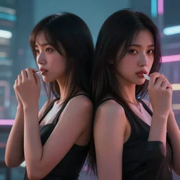 portrait of 2 2 - year - old woman with angle 9 0 ° sexy looking away smell fresh air, strong spirit, 8 k, cinematic scene, unreal engine, background city blured futuristic