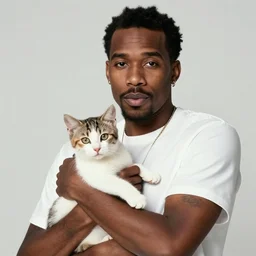 Frank ocean holding a kitten and staring at you