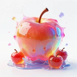 jelly rococo gel apples bursting plasma and colorful auras, liquid, drippy, splashing, scifi 3 d paint spray by beeple, rob gonsalves, jeff koons, jacek yerka, m. c. escher
