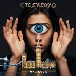album cover featuring a person with 2 6 hands and a third eye looking at a small london