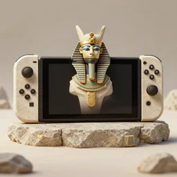 a 3 d render of nintendo switch made of stone in the ancient egypt style, 3 d render, unreal engine 5, very realistic, 4 k textures