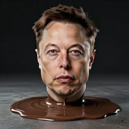 elon musk face in melted chocolate soup off the floor