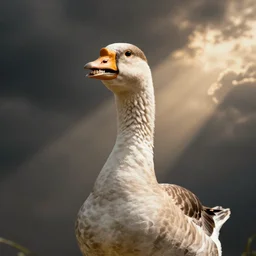goose with teeth, waterfowl with dentures