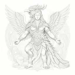 a beautiful painting of full - body quetzalcoatl, wisdom, good and evil, white ink + magical + symmetrical + detailed intricate + heraldic design + atmosphere high details, in the style of jean delville, artstation, 8 k, 4 k, cinematic