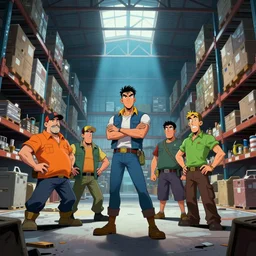 photo cartoon illustration comics manga painting of warehouse : 6 fantasy, digital painting, unreal engine, 8 k, volumetric lighting, contrast by john kirby by carl warner and jim woodring, trending on artstation