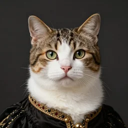 renaissance portrait of a fancy cat