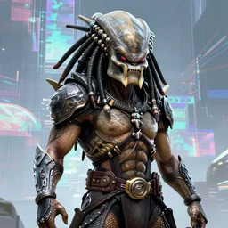a portrait of the predator fantasy character portrait, ultra realistic, cinematic, concept art, wide angle, intricate details, hologram, highly detailed by hajime sorayama