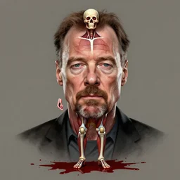 Walter White, accurate anatomy, highly detailed, digital art, centered, portrait, blood puddle,