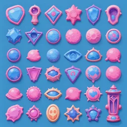 game asset of the sims texture material packs, in gouache detailed paintings, props, stylized, 2 d sprites, kitbash, arcane, overwatch, blue and pink color scheme, 8 k, close up
