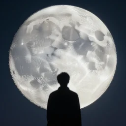 man looking at the moon pattern in the sky