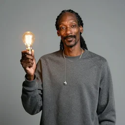 Snoop Dogg holding a lightbulb for a 1990s sitcom tv show, Studio Photograph, portrait, C 12.0
