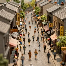 a crowded street, diorama