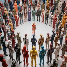 love, diverse 50 cybersuits, from behind, connection rituals, wide wide angle, vivid, elaborate, highly detailed, beautiful lighting