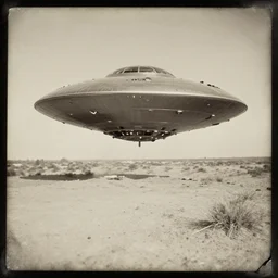 found tintype photograph, vintage photograph of a ufo big crash in the desert of roswell, sepia