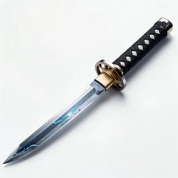 Full Katana with Water Blade and Steel handel, white background 40nm lens,