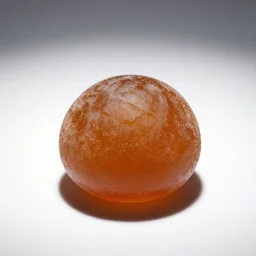 amber mochi, commercial catalog photo, isolated on a pure white background, centered, entire object in frame, sharp focus, soft studio lighting