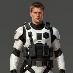 portrait of a man by greg rutkowski, jenzen ackles as a weyland - yutani mercenary, from aliens franchise, he is about 3 0 years old, military composure, wearing white and black colored tactical gear, highly detailed portrait, digital painting, artstation, concept art, smooth, sharp foccus ilustration, artstation hq