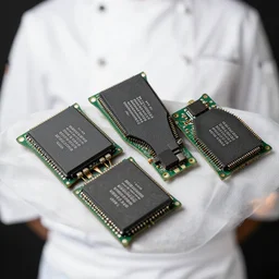 three ram chips in chef whites