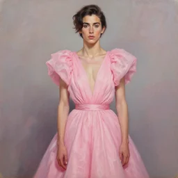 oil painting of jeffree star in a pink dress