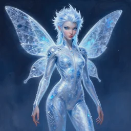 epic professional digital art of an anthropomorphic ice fairy wearing a jumpsuit, painting, by leesha hannigan, iris van herpen, artstation, cgsociety, wlop, epic, much wow, much detail, gorgeous, detailed, cinematic, masterpiece