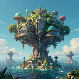 Alien tech colossal tree house on the middle of the ocean, landscape, oddities, aliens, very coherent symmetrical artwork, cinematic, hyper realism, high detail, octane render, unreal engine, 8k, Vibrant colors, Smooth gradients, High contrast, trending on artstation