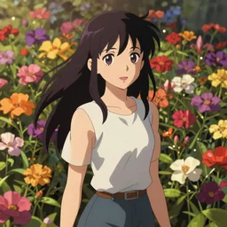 a portrait of Elle fanning, field of flowers background, rich vivid colors, ambient lighting, dynamic lighting, 4k, official media, anime key visual, makoto shinkai, ilya kuvshinov, lois van baarle, rossdraws, detailed, trending on artstation