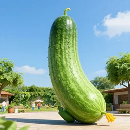 The giant cucumber of France, clear weather, tourist vacation photos