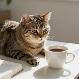 good morning cat and coffee