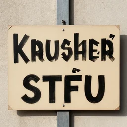 a sighn that says krusher stfu