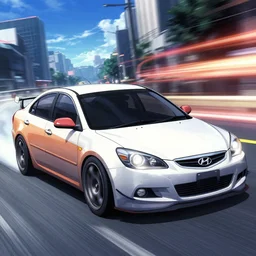 hyundai matrix in initial d, anime art,