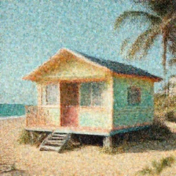 Retro-wave house in beach