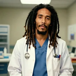 bob marley in scrubs as a doctor, trending on artstation