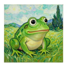 pepe the frog in the fields beautiful detailed painting by van gogh