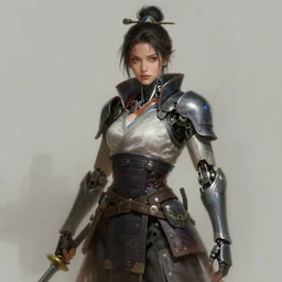 Cybernetic female samurai, a character portrait by Charlie Bowater, cgsociety, fantasy art, digital painting, ilya kuvshinov, speedpainting