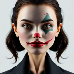 symmetrical bilateral half split portrait, natalie portman, the joker, 3 d cg, octane render, studio lightning