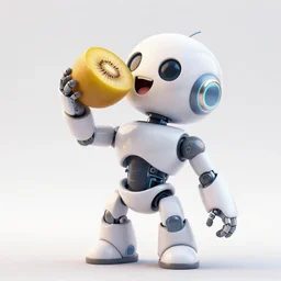 a futuristic robot savouring a golden kiwi, ecstatic, uplifting, euphoric, detailed, 8 k, trending on artstation, award - winning art