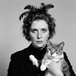 photographic portrait max ernst sad woman puppy cat feathers face proud distinguished