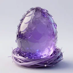 in the magic nest, a beautiful distinct mystical amethyst dragon egg covered with huge electroplated glossy scales, in the magic ， translucent, magic light dust, crystalized., crystalized. symmetrical. game asset, octane render, depth of field, artstation, by greg rutkowski, beeple, in dark, warm toplight 8 k