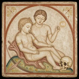 estoric art detailing birth and death