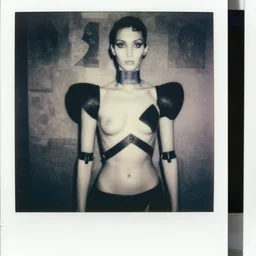 a black and white photograph of android androgyny, in the style of egon schiele, jenny saville, film photography, fashion photography, surreal, polaroid photography, soft lighting, futurist fashion