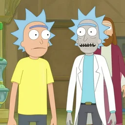 rick and morty except rick is replaced with chris pratt and morty is also chris pratt but dressed in a yellow shirt and also jesus is there, high quality