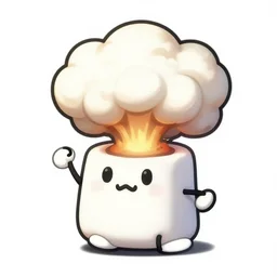 a marshmallow character in the form of a nuclear explosion, japanese mascot style