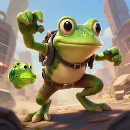 crazy frog as an apex legends character a action shot digital illustration portrait design by, mark brooks and brad kunkle detailed, gorgeous lighting, wide angle action dynamic portrait one subject, one character