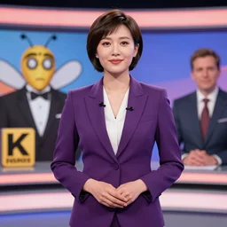 a beautiful tv anchorwoman with short hair exuding a righteous energy, art by caspar david friedrich, beeple, greg rutkowski, elegent, hyperrealistic, gorgeous suit, substance 3 d painter, physical based rendering, cinematic, hyper realism, high detail, octane render, unreal engine, 8 k, vibrant colors, smooth gradients