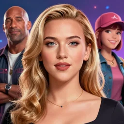 a beautiful portrait of Scarlett Johansson as Dwayne the rock Johnson  Madison Beer as a video game character, digital art, unreal engine, unreal engine render, blender render, render, 4k, coherent