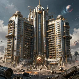 an epic 3 d mattepainting and photobash of a massive steampunk apartment of alien civilization with style of futuristic and hyper - realist and post apocalypse including nuclear war and daylight and interstellar with scifi blockbuster cg vfx concept art riot cinematic bio hazard soviet by zdislaw beksinski and fvckrender and visualdon trending on cgsociety unreal engine 5